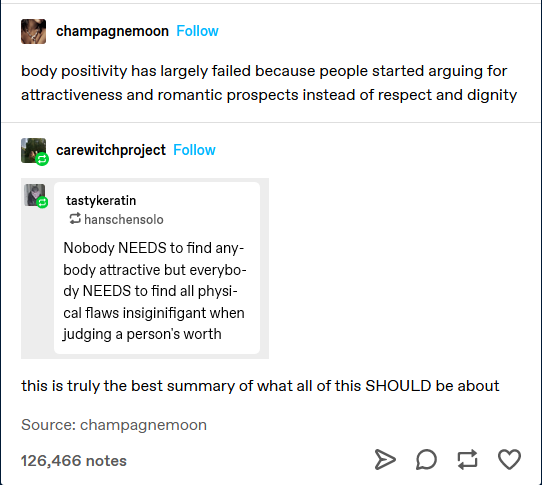 seemingly body positive post from tumblr