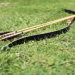 a bow and arrow on grass