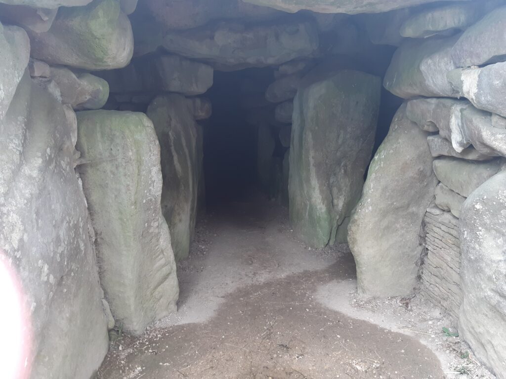 a rocky tomb lit from the outside